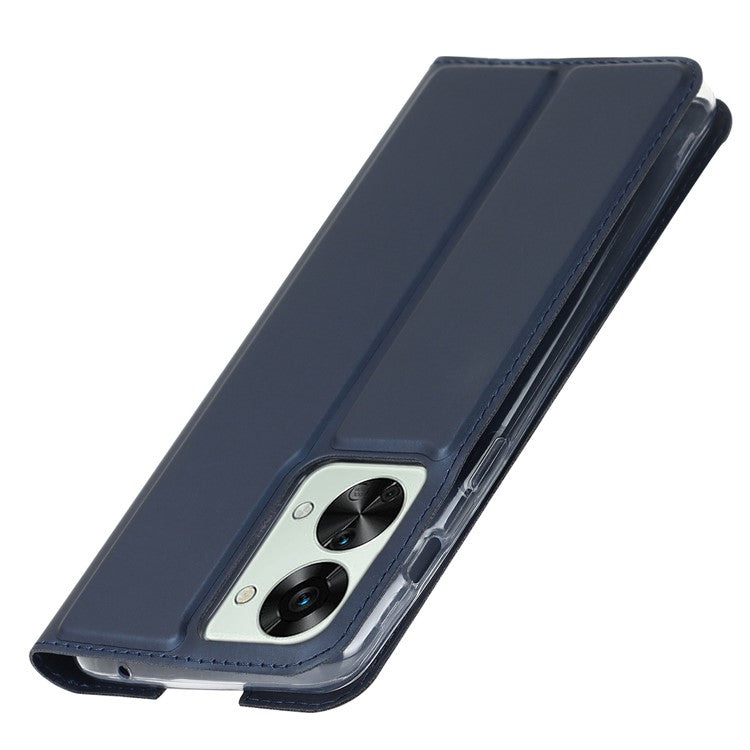 For OnePlus Nord 2T 5G PU Leather Stand Flip Folio Cover Magnetic Absorption Card Slot Case - Blue