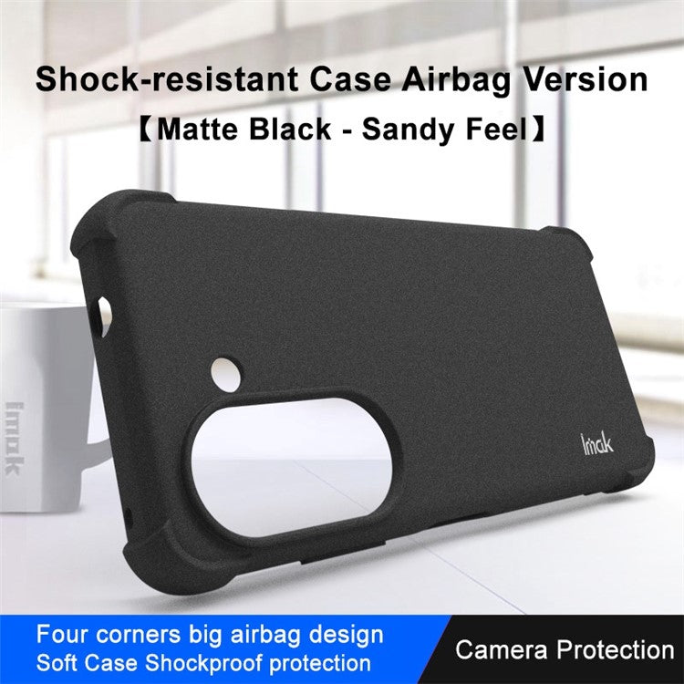 IMAK For Asus Zenfone 9 5G Anti-fingerprint Matte Phone Case Shockproof Airbag TPU Back Cover - Black