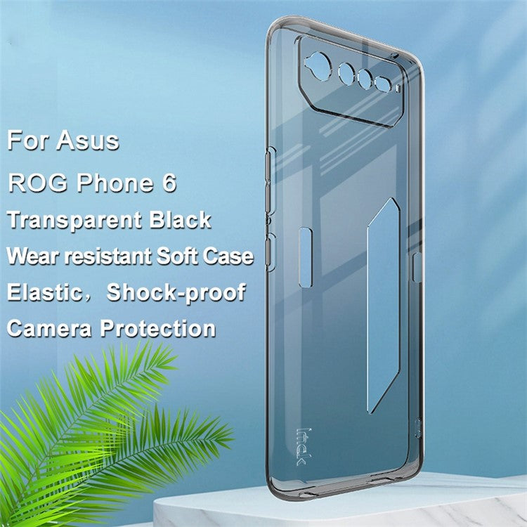 IMAK UX-5 Series for Asus ROG Phone 6 5G Clear Crystal Soft Flexible TPU Phone Case Anti-scratch Back Cover - Transparent Black
