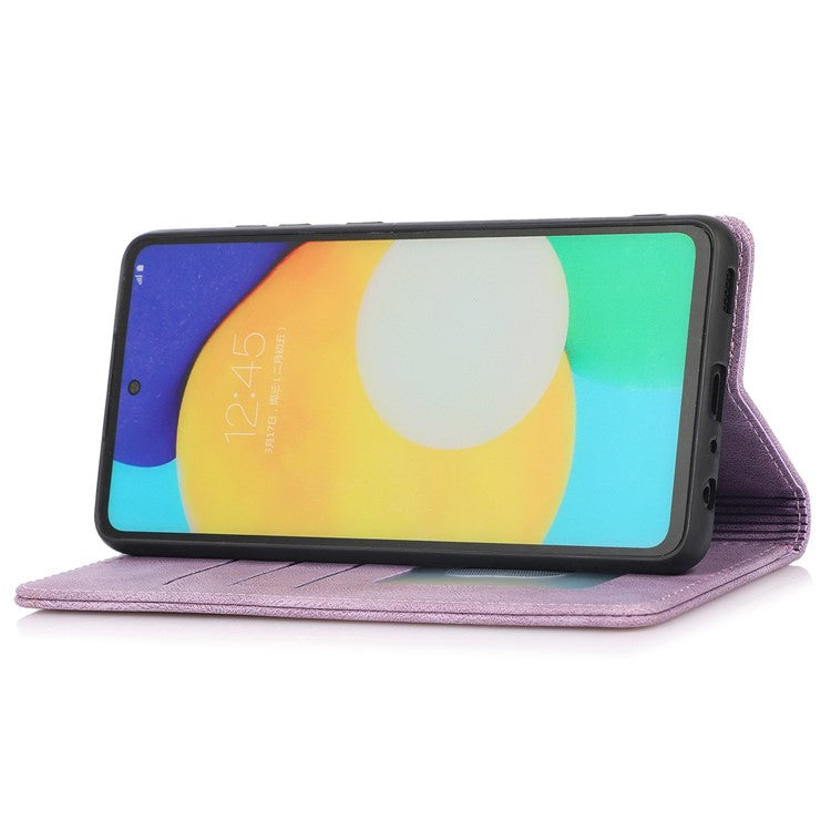 For Samsung Galaxy A52 4G  /  5G / A52s 5G Magnetic Adsorption Phone Case PU Leather Protective Cover with Stand / Wallet - Purple