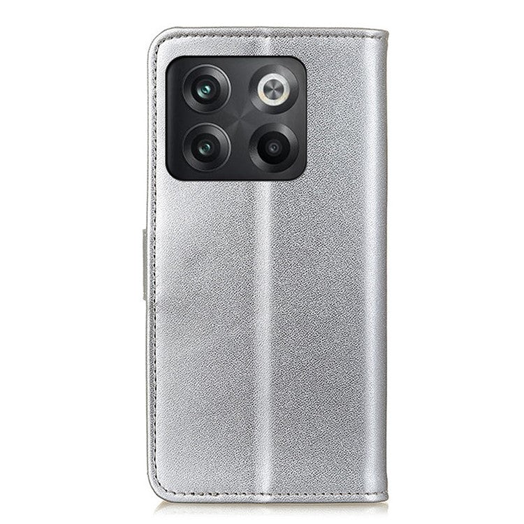 For OnePlus 10T 5G / Ace Pro 5G PU Leather Flip Protective Cover Shockproof TPU Interior Shell Stand Wallet Phone Case - Silver