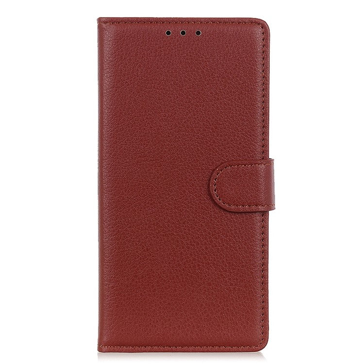 For OnePlus 10T 5G / Ace Pro 5G Litchi Texture Wallet Flip Case PU Leather  Stand Magnetic Closure Protective Cover - Brown