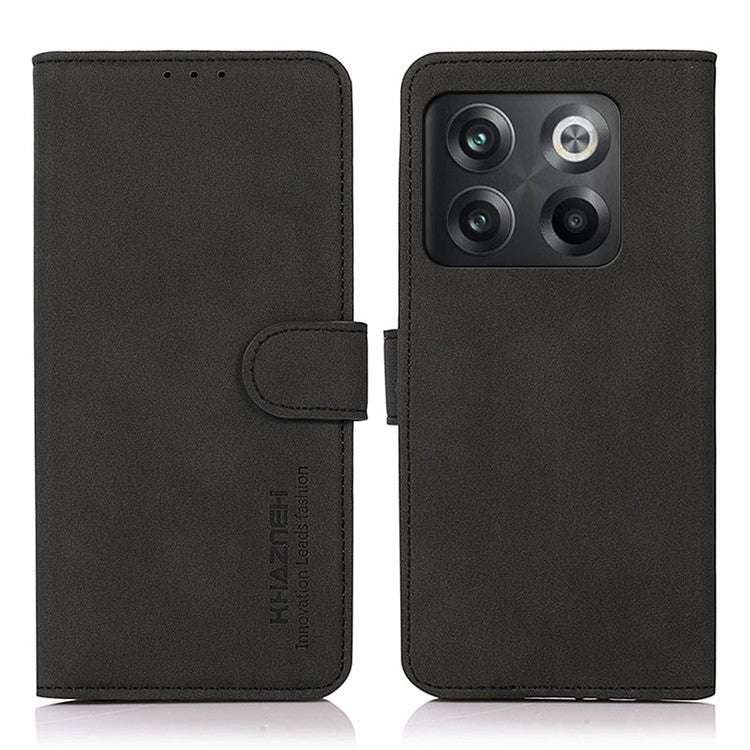 KHAZNEH For OnePlus 10T 5G / Ace Pro 5G Textured PU Leather Stand Wallet Cover Magnetic Clasp Phone Case - Black