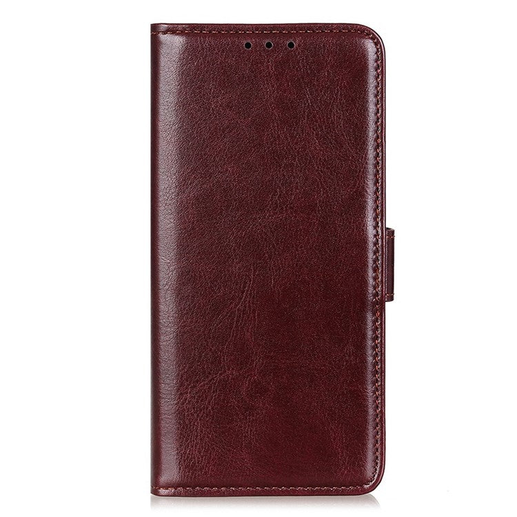 For OnePlus 10T 5G / Ace Pro 5G Crazy Horse Texture Anti-scratch Phone Case PU Leather Cover with Stand Wallet - Brown