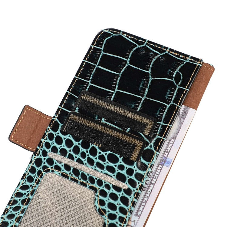 For OnePlus 10T 5G / Ace Pro 5G Anti-fall Crocodile Texture Case RFID Blocking Genuine Cowhide Leather Well-protected Wallet Phone Cover - Green