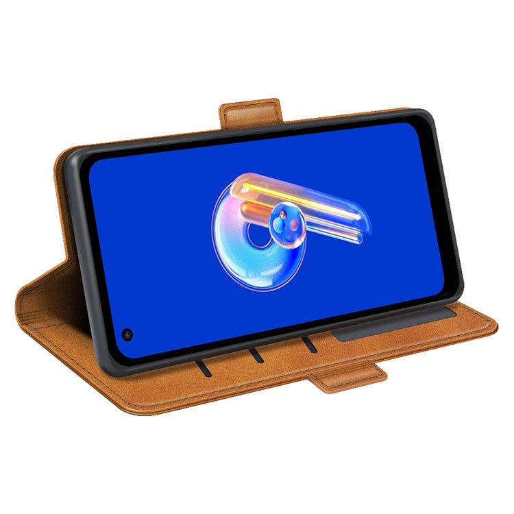 For Asus Zenfone 9 5G Magnetic Folio Flip Phone Case, Textured PU Leather Stand Wallet Feature Protective Cover - Yellow