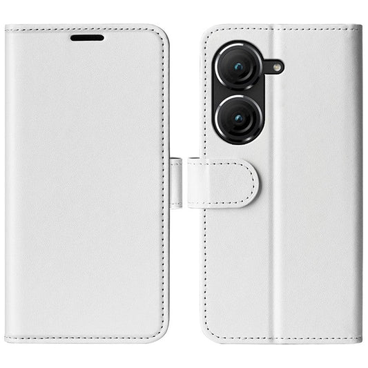 For Asus Zenfone 9 5G Book Style Phone Case PU Leather Crazy Horse Texture Wallet Stand Well Protection Cover - White