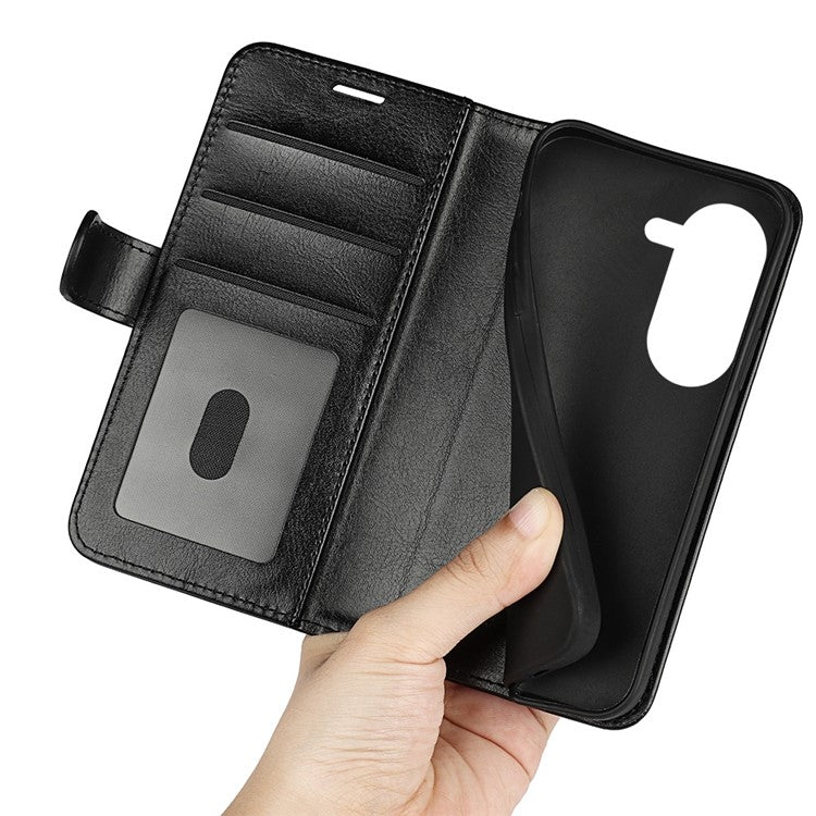 For Asus Zenfone 9 5G Book Style Phone Case PU Leather Crazy Horse Texture Wallet Stand Well Protection Cover - Black