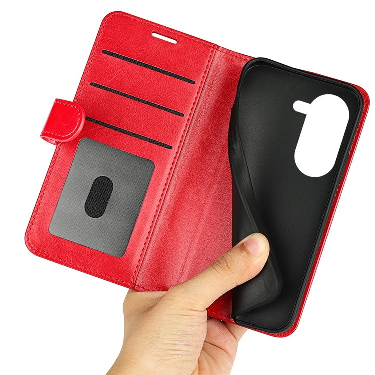 For Asus Zenfone 9 5G Book Style Phone Case PU Leather Crazy Horse Texture Wallet Stand Well Protection Cover - Red