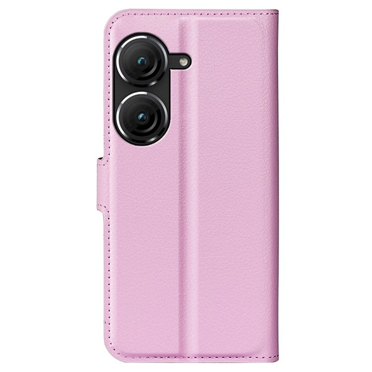 For Asus Zenfone 9 5G / 10 5G Shockproof Litchi Texture Folio Flip Phone Case Fully Wrapped PU Leather Wallet Stand Cover - Pink