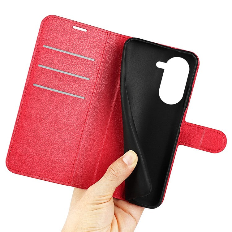For Asus Zenfone 9 5G / 10 5G Shockproof Litchi Texture Folio Flip Phone Case Fully Wrapped PU Leather Wallet Stand Cover - Red
