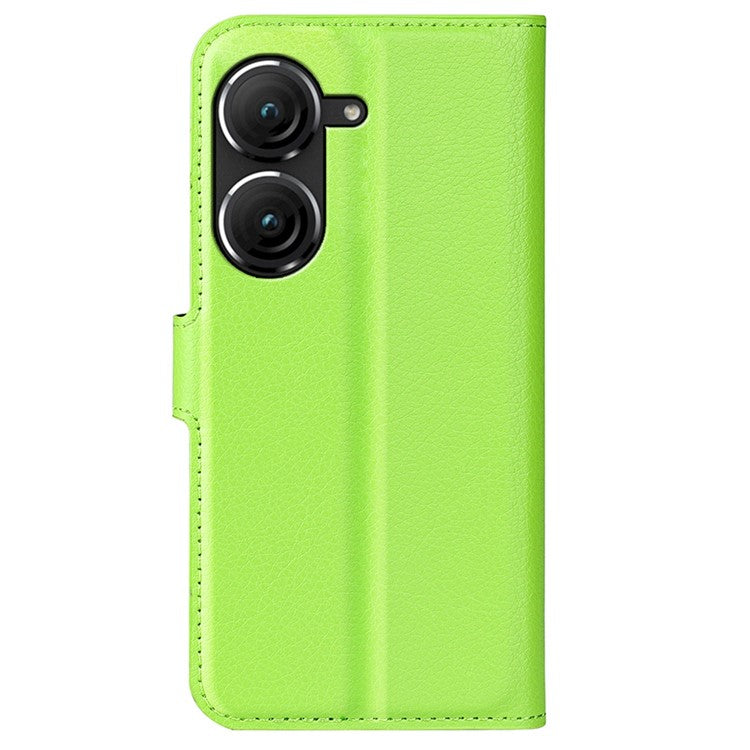 For Asus Zenfone 9 5G / 10 5G Shockproof Litchi Texture Folio Flip Phone Case Fully Wrapped PU Leather Wallet Stand Cover - Green
