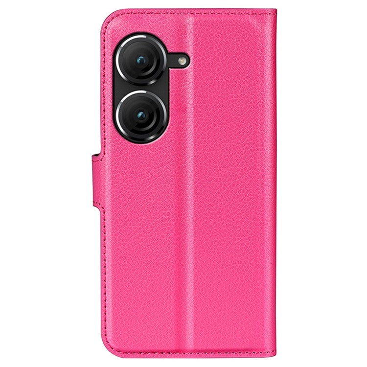 For Asus Zenfone 9 5G / 10 5G Shockproof Litchi Texture Folio Flip Phone Case Fully Wrapped PU Leather Wallet Stand Cover - Rose