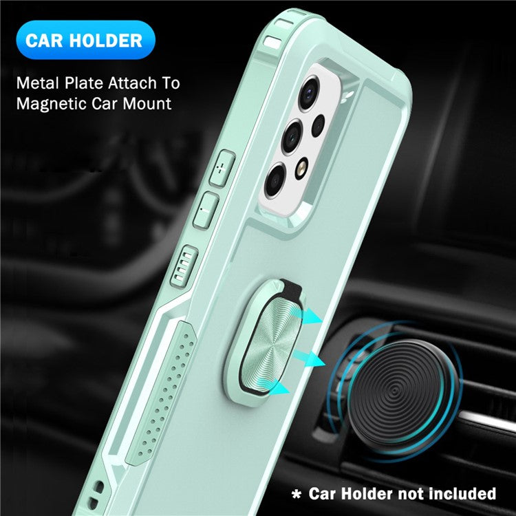 For Samsung Galaxy A33 5G 3-in-1 Phone Case Kickstand Ring Holder Full Protection Hybrid Back Cover - Green