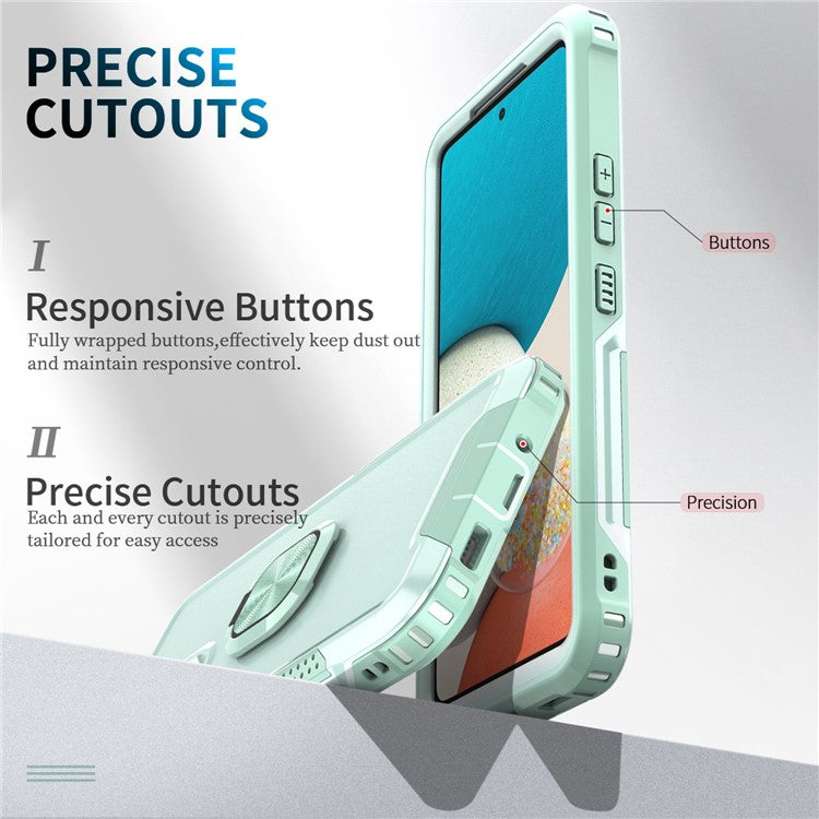 For Samsung Galaxy A33 5G 3-in-1 Phone Case Kickstand Ring Holder Full Protection Hybrid Back Cover - Green