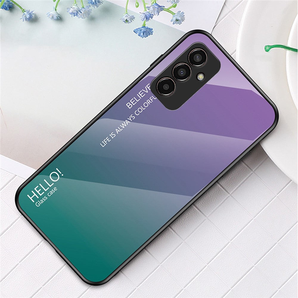 Phone Case for Samsung Galaxy M13 4G, Anti-Drop Gradient Color  Shell Tempered Glass + PC + TPU Phone Protector - Purple / Blue