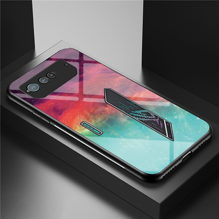 For Asus ROG Phone 6 5G Airbag Anti-fall Starry Sky Pattern Design Back Cover PC TPU Tempered Glass Anti-scratch Case - Color Starry Sky