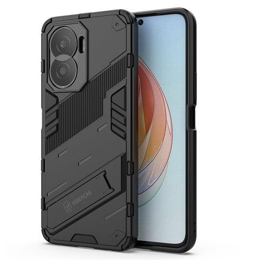For Honor X40i 5G Shock Absorbing Hybrid TPU + PC Phone Case Kickstand Feature Back Cover - Black