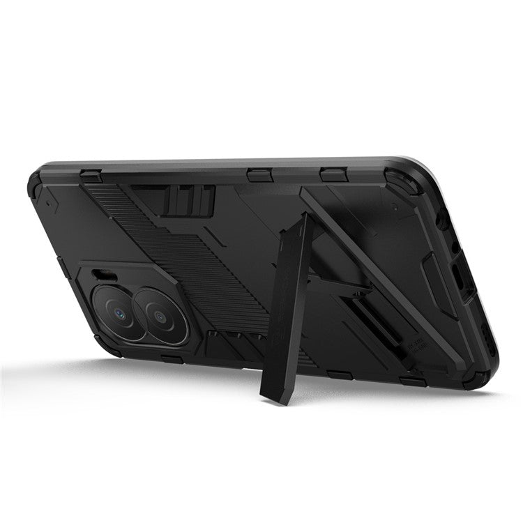 For Honor X40i 5G Shock Absorbing Hybrid TPU + PC Phone Case Kickstand Feature Back Cover - Black