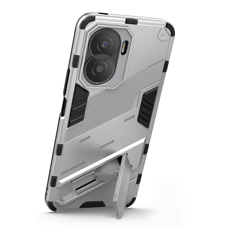 For Honor X40i 5G Shock Absorbing Hybrid TPU + PC Phone Case Kickstand Feature Back Cover - White