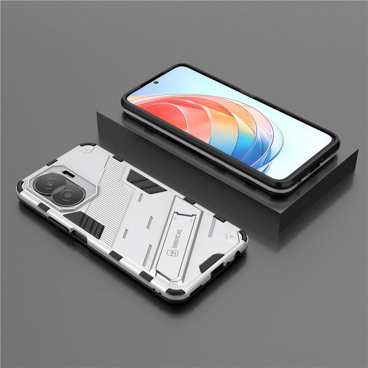 For Honor X40i 5G Shock Absorbing Hybrid TPU + PC Phone Case Kickstand Feature Back Cover - White