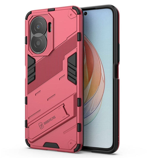 For Honor X40i 5G Shock Absorbing Hybrid TPU + PC Phone Case Kickstand Feature Back Cover - Rose