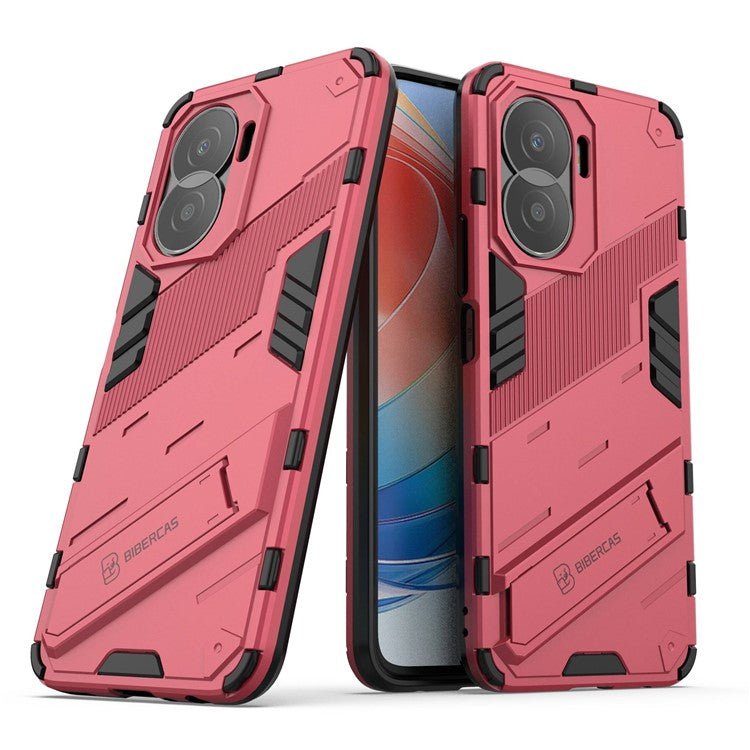 For Honor X40i 5G Shock Absorbing Hybrid TPU + PC Phone Case Kickstand Feature Back Cover - Rose