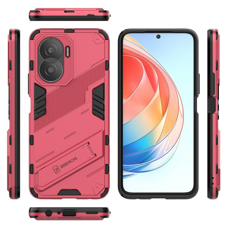For Honor X40i 5G Shock Absorbing Hybrid TPU + PC Phone Case Kickstand Feature Back Cover - Rose