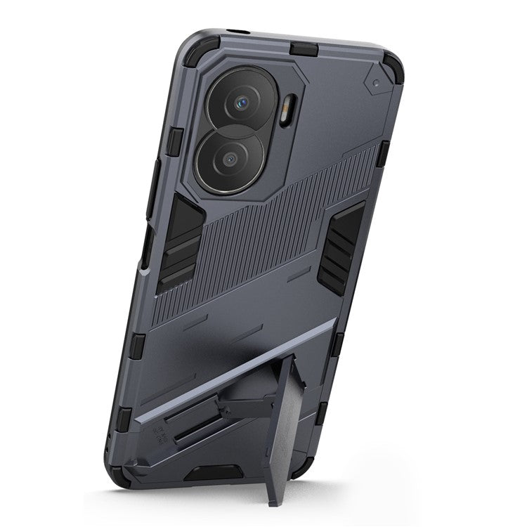 For Honor X40i 5G Shock Absorbing Hybrid TPU + PC Phone Case Kickstand Feature Back Cover - Dark Blue