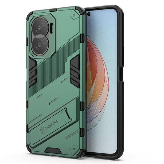 For Honor X40i 5G Shock Absorbing Hybrid TPU + PC Phone Case Kickstand Feature Back Cover - Green