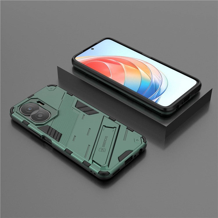 For Honor X40i 5G Shock Absorbing Hybrid TPU + PC Phone Case Kickstand Feature Back Cover - Green