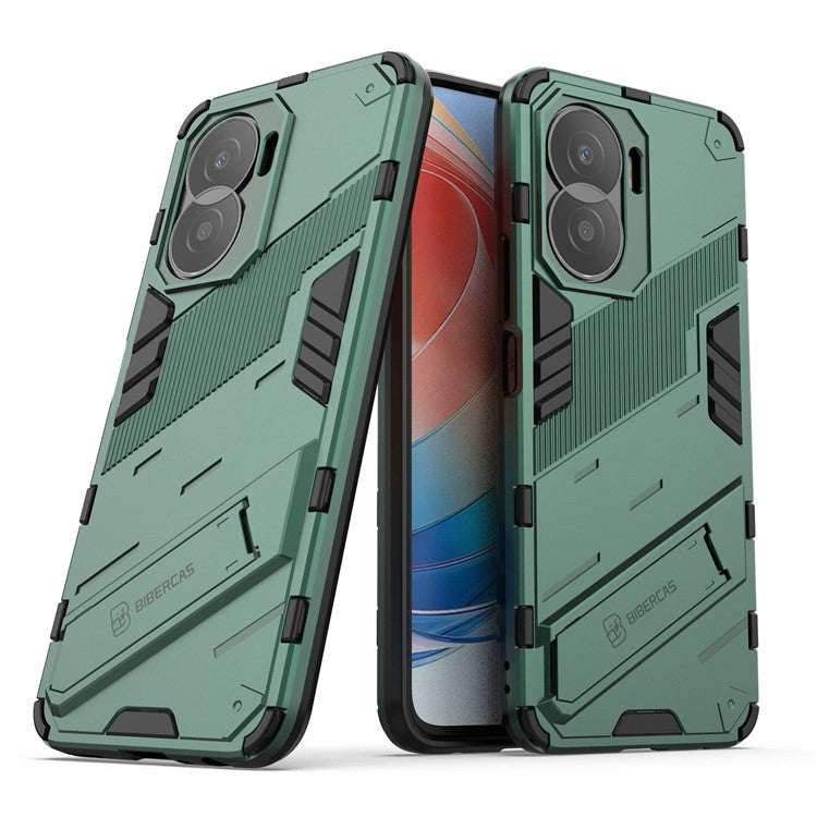 For Honor X40i 5G Shock Absorbing Hybrid TPU + PC Phone Case Kickstand Feature Back Cover - Green