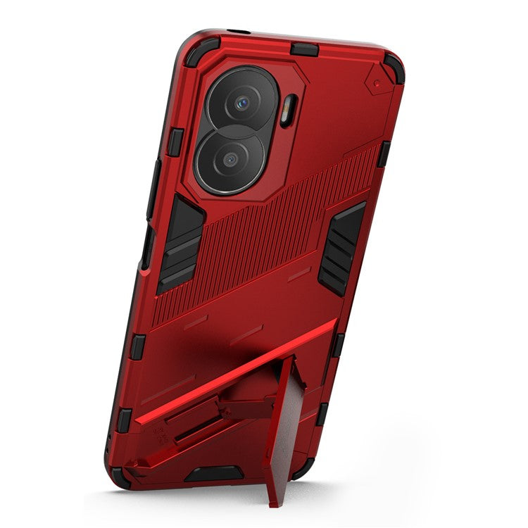 For Honor X40i 5G Shock Absorbing Hybrid TPU + PC Phone Case Kickstand Feature Back Cover - Red
