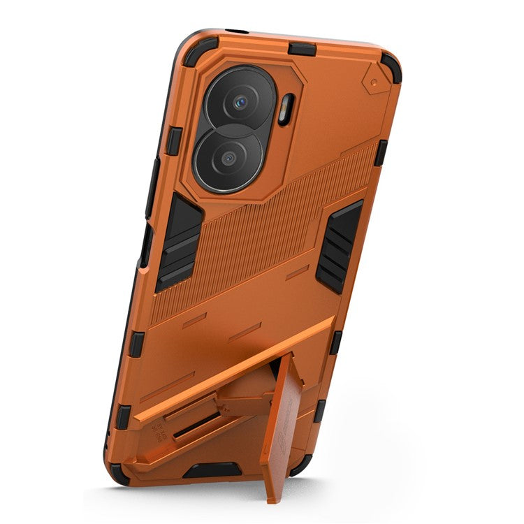 For Honor X40i 5G Shock Absorbing Hybrid TPU + PC Phone Case Kickstand Feature Back Cover - Orange