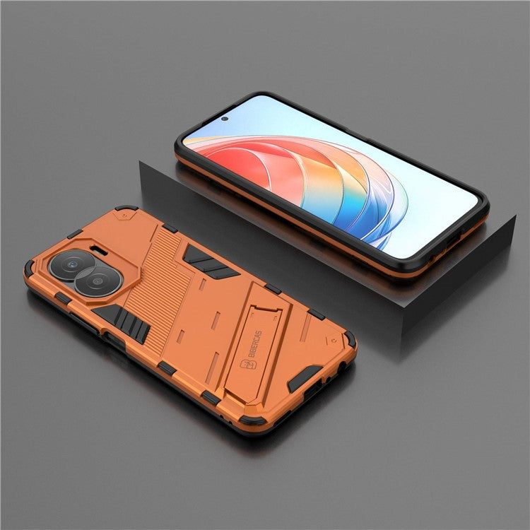 For Honor X40i 5G Shock Absorbing Hybrid TPU + PC Phone Case Kickstand Feature Back Cover - Orange