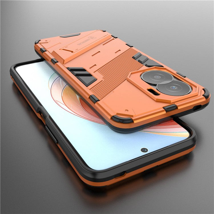 For Honor X40i 5G Shock Absorbing Hybrid TPU + PC Phone Case Kickstand Feature Back Cover - Orange