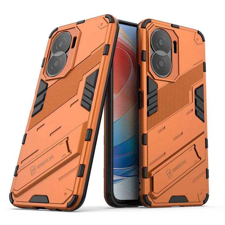 For Honor X40i 5G Shock Absorbing Hybrid TPU + PC Phone Case Kickstand Feature Back Cover - Orange