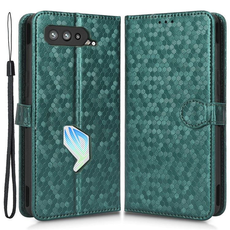 Dot Pattern Imprinted Case for Asus ROG Phone 5, PU Leather Stand Wallet Well-protected Phone Cover - Green