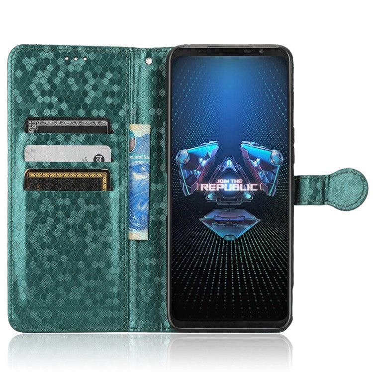 Dot Pattern Imprinted Case for Asus ROG Phone 5, PU Leather Stand Wallet Well-protected Phone Cover - Green