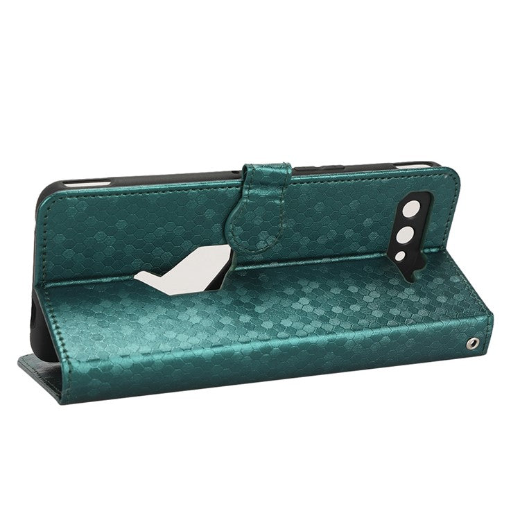 Dot Pattern Imprinted Case for Asus ROG Phone 5, PU Leather Stand Wallet Well-protected Phone Cover - Green