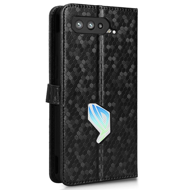 Dot Pattern Imprinted Case for Asus ROG Phone 5, PU Leather Stand Wallet Well-protected Phone Cover - Black