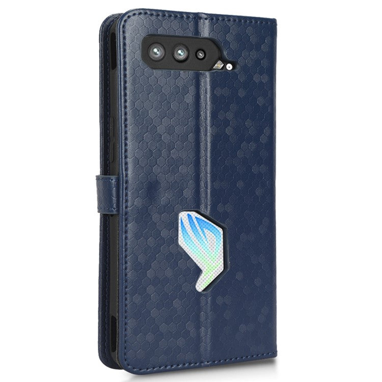 Dot Pattern Imprinted Case for Asus ROG Phone 5, PU Leather Stand Wallet Well-protected Phone Cover - Sapphire
