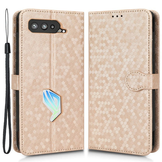 Dot Pattern Imprinted Case for Asus ROG Phone 5, PU Leather Stand Wallet Well-protected Phone Cover - Rose Gold