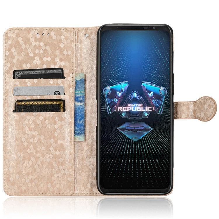 Dot Pattern Imprinted Case for Asus ROG Phone 5, PU Leather Stand Wallet Well-protected Phone Cover - Rose Gold