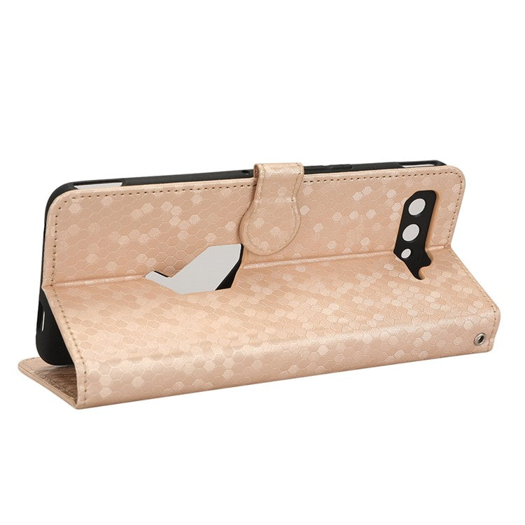 Dot Pattern Imprinted Case for Asus ROG Phone 5, PU Leather Stand Wallet Well-protected Phone Cover - Rose Gold
