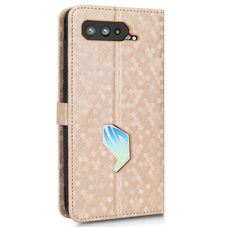 Dot Pattern Imprinted Case for Asus ROG Phone 5, PU Leather Stand Wallet Well-protected Phone Cover - Rose Gold