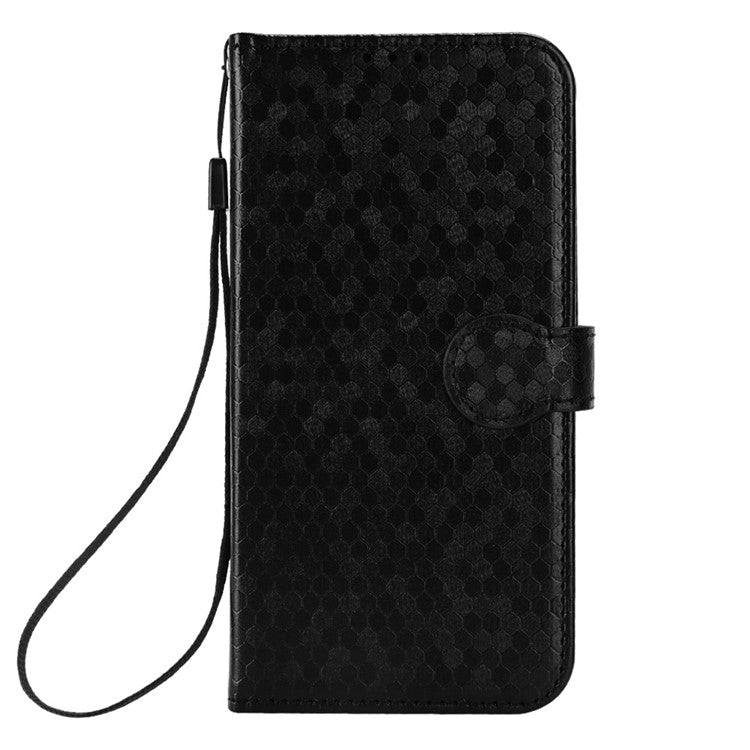 For Realme V20 5G Dot Pattern Imprinted Phone Cover PU Leather TPU Stand Wallet Full Protection Case - Black