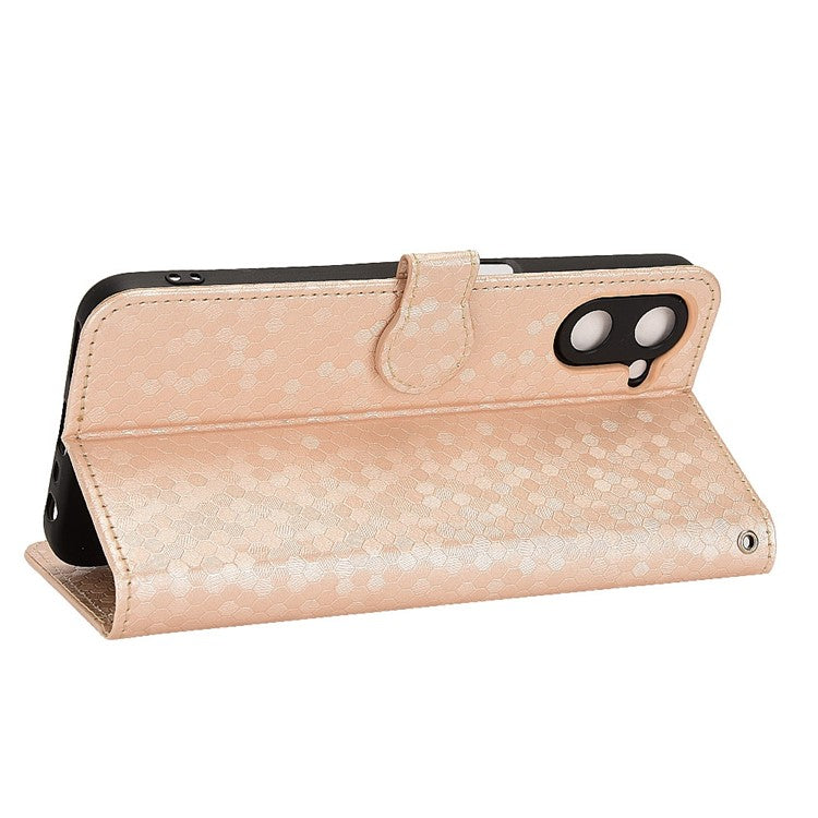 For Realme V20 5G Dot Pattern Imprinted Phone Cover PU Leather TPU Stand Wallet Full Protection Case - Rose Gold
