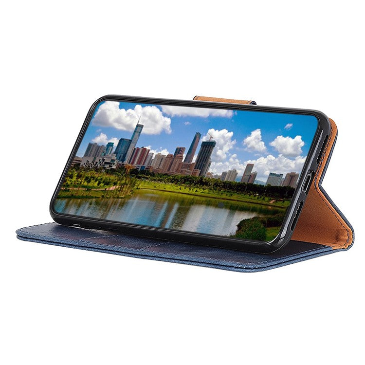 For OnePlus 10T 5G / Ace Pro 5G Split Leather Mobile Phone Cover Supporting Stand Smartphone Case Crazy Horse Texture Wallet Cellphone Shell - Blue