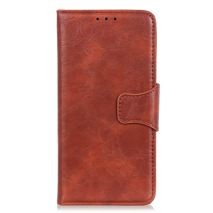For OnePlus 10T 5G / Ace Pro 5G Split Leather Mobile Phone Cover Supporting Stand Smartphone Case Crazy Horse Texture Wallet Cellphone Shell - Brown
